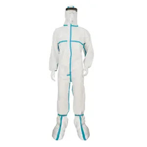 CE CAT III setelan pakaian pelindung bahan kimia, pakaian pelindung bahan kimia besar antistatik, kustom, gaun industri, Coverall sekali pakai