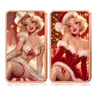 Pièce de collection personnalisée « Lady Pin-up de Noël » en cuivre fin .999, 1 once, motif beauté, barre de cuivre massif de 1 once