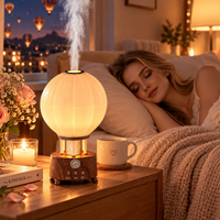 Diffuseur d'arômes 7 couleurs et haut-parleur Bluetooth avec bruit blanc apaisant, veilleuse montgolfière effet bois pour la relaxation en chambre