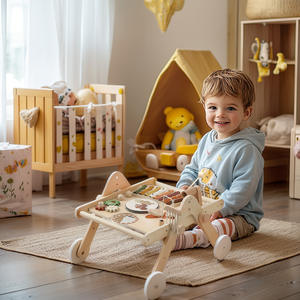 Andador de bebé, juguete de aprendizaje de empujar y tirar personalizado, sentarse para pararse, caminar personalizado de Color Natural o arcoíris - Product Image 6