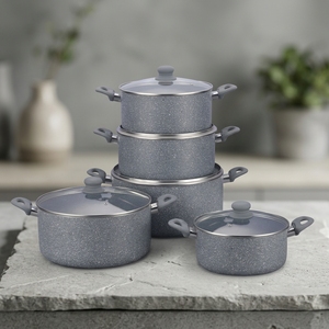 Olla de aluminio antiadherente con revestimiento de mármol y protector de silicona, utensilios de cocina - Product Image 1
