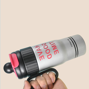 Gobelet isotherme en acier inoxydable de 750 ml avec poignée, couvercle à paille rabattable, impression de lettres mate, grande capacité, tasse de voyage pour café et eau - Product Image 2