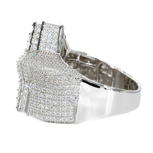 Anillo de Diamantes Moissanite VVS con Corte Baguette en Oro Blanco, Anillo de Estilo Hip Hop para Hombre, Venta al Por Mayor, Personalizable - Product Image 3