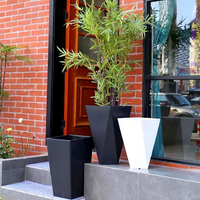 Jardinières décoratives en plastique, pots de fleurs, grands pots émaillés d'extérieur, pas chers, grande taille, utilisables avec des fleurs/plantes vertes, forme ronde