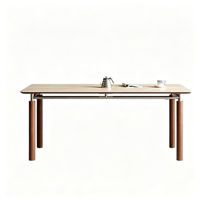Ensemble de table à manger en bois massif minimaliste moderne avec plateau en pierre frittée, table de cuisine rectangulaire pour la maison, meubles de restaurant