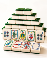 Jeu de tuiles de mahjong américain vert émeraude élégant, en acrylique double couche, coffret cadeau de luxe pour collection de soirées jeux