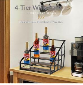 Estante de Almacenamiento de <span class=keywords><strong>Vino</strong></span> y Condimentos de Hierro de <span class=keywords><strong>Cuatro</strong></span> Niveles, No Plegable, Multiusos, Simple y Moderno para Cocina - Product Image 4