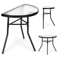 Vente chaude en Europe - Table basse en verre demi-ronde noire de 66 lb de capacité pour balcon, patio, jardin