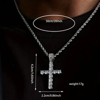 YYN Colgante de Cruz de Cobre Chapado en Oro y Plata con Circonita Cúbica, Joyería Hip Hop para Hombre