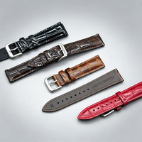 Bracelet de montre en cuir de vachette de crocodile de haute qualité, boucle en cuir, 19 mm, 21 mm, pour hommes, bracelet de montre en cuir de veau véritable