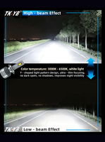 Phare LED de voiture TK-15J 300W 30000LM 9-36V 12 mèches Ampoule de phare LED H4/H13/9004/9007 Phare de voiture compatible Canbus