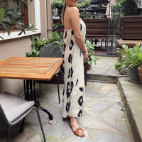 Robe longue de plage asymétrique sans bretelles pour femme, motif géométrique vintage, dos nu, antistatique, tailles S-XL, nouvelle collection été, vente en gros