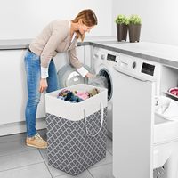Grand panier à linge en tissu pliable, panier à linge autoportant avec poignées robustes, organisateur de rangement multi-usages pour la chambre à coucher