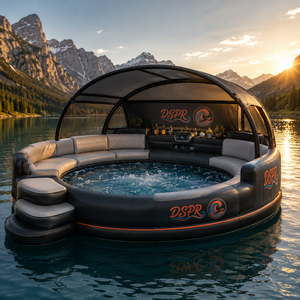 Flotador Inflable Redondo para Piscina, con Toldo, Tira Luminosa, Sofá Curvo, Escalones de Entrada Laterales para Diversión en Grupo - Product Image 3