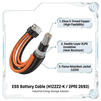 Câbles de batterie basse tension personnalisés 4/6 AWG/Gauge, isolés en XLPO/caoutchouc silicone, câble solaire en cuivre homologué 600V/1000V/1500V