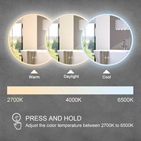 Miroir intelligent rond de 32 pouces avec rétroéclairage LED, écran tactile, miroir argenté, lumière de salle de bain, fabriqué par Bathnology
