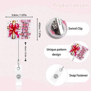 Nouveau style tendance : Porte-badge créatif rétractable en acrylique pailleté, avec boucle DIY et clip pour carte de poitrine - Product Image 2