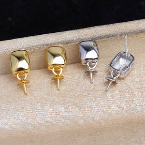 DIY Accessories for Pearl Jewelry S925 Silver Retro Chinese <b>Knot</b> Earnail Empty Tray Gold Plated Semi-Finished 8-12 <b>Earrings</b> - Product Image 1