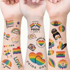 WE06 Tatuaggi Temporanei <span class=keywords><strong>Arcobaleno</strong></span> LGBT Pride in Offerta, 6 Pezzi/Confezione di Adesivi Tatuaggio Stampati per Uomini e Donne, Viso, Corpo, Braccia, Vita - Product Image 5