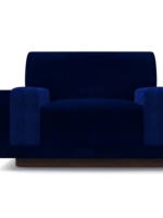 Fauteuil design de luxe italien en velours bleu bicolore, une place, pour salon et villa