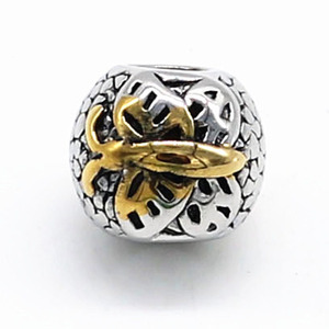 yunnique Stainless Steel Round <b>Spacer</b> Bead Retro Butterfly Design For Bracelet Making Jewelry Tube Sleeve GZY-PJ0130 - Product Image 2