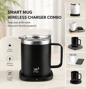 El Mejor Set de Regalo 2026: Taza Inteligente de Acero Inoxidable 2 en 1 con Calentador y Cargador Inalámbrico de 15W, Regalo Promocional OEM, Gadget Tecnológico - Product Image 1