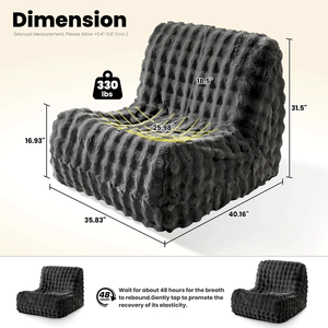 Luxurious <b>Fluffy</b> Faux Fur Bean Bag Couch Compressed Sofa Chair for living room, bedroom, apartment - Product Image 2