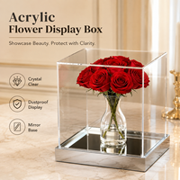 Boîte de présentation transparente en acrylique pour fleurs éternelles, anti-poussière et anti-humidité