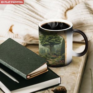 Taza de Cerámica de 11 oz con Diseño Ergonómico, Fácil Agarre, Color Negro Esmerilado, Sensible al Calor - Product Image 3