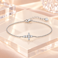 Bracelet classique en argent sterling 925 avec croix en zircon, plaqué or 18 carats, bijoux religieux pour femmes, vente en gros