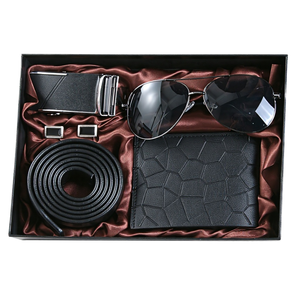 Set Regalo da Uomo: Cintura in Pelle, Occhiali da Sole, Portafoglio e Porta Carte - Regalo Pratico per la Festa del Papà - Premium Cross-border - Product Image 2