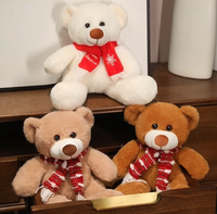 Adorable Ours en Peluche Marron de Noël pour Enfants et Adolescents, Grande Écharpe Douce, Poupée en Peluche pour Décoration Intérieure