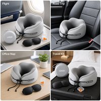 Ensemble de coussin de voyage en mousse à mémoire de forme avec logo personnalisé, support de tête pour avion, masque pour les yeux, bouchons d'oreilles, étui de transport, fournisseur en gros