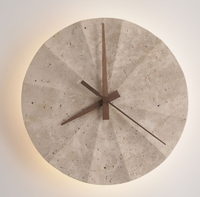 Lampu Dinding Jam Modern Kreatif Grosir Online, Wabi-sabi Bulat Kuning Travertine untuk Ruang Tamu Kamar Tidur