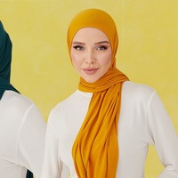 Logo Kustom Terlaris Hijab Jersey Katun Berkualitas Tinggi Premium Elastis Wanita Stola Hijab Jersey Katun Maxi Panjang