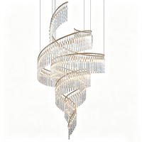 Lustres en verre en spirale LED de luxe modernes, lustre pour escalier long, lustre pour escalier à haut plafond, lustre pour hôtel