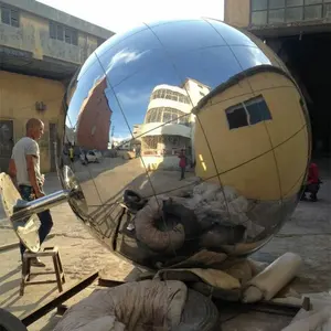 Cercle miroir, sculpture de grand globe, en acier inoxydable, sphère à miroir