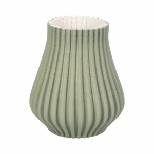 Vaso in porcellana a coste, verde tenue, con texture verticale, vaso decorativo per fiori, per soggiorno, decorazione per la casa - Product Image 2