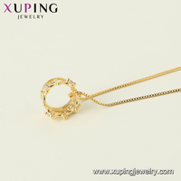 00788 Bijoux Xuping Ensemble de couronne exquis et raffiné avec diamants Série de style pastoral pour femmes Collier Hamsa en or 14 carats