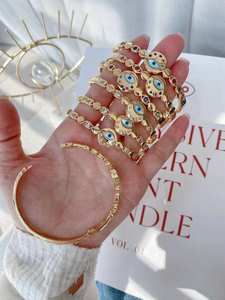 Pulsera Bohemia de mano con ojos turcos azules coloridos, pulsera apilable para mujer - Product Image 4