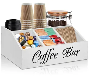 Coffee Station Organizer Coffee Bar Organizador para Contador Titular Cesta Armazenamento Café e Chá Condimento