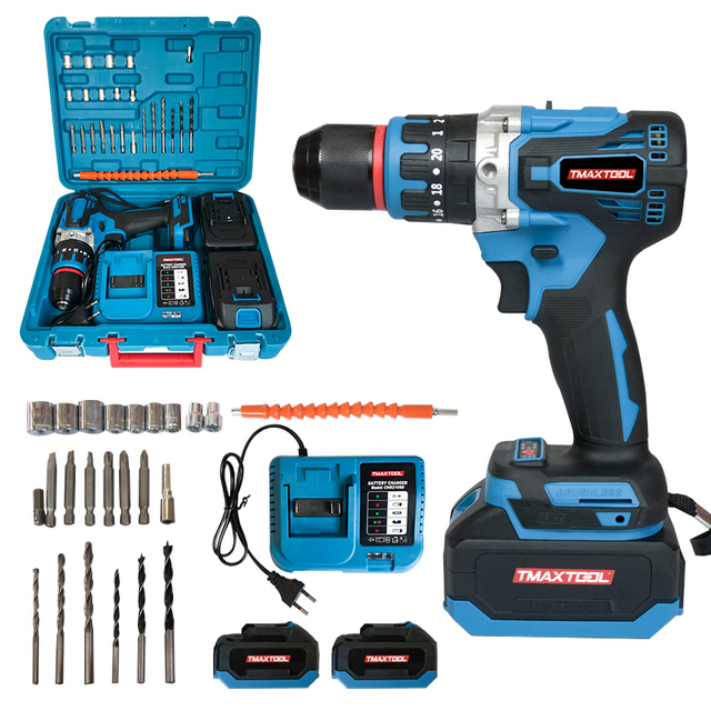 21V Lithium Battery Cordless Drill Set 2-Speed 13mm Chuck Electric Hand Tools Kit With 2 Batteries Charger Bag for Home DIY