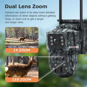 Sectec 2025 ngụy trang ba ống kính Dual View PTZ 4G Mạng máy ảnh PIR con người phát hiện IP66 không thấm nước CCTV năng lượng mặt trời máy ảnh - Product Image 2