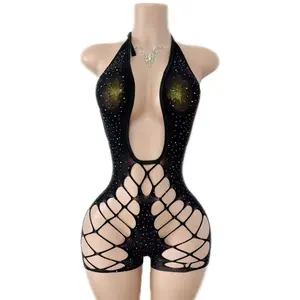 Top Ranking Ballet más popular Rendimiento Desgaste Rhinestone Fishnet Stripper Trajes Ropa de baile Exótico