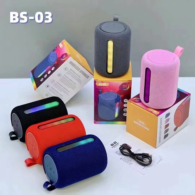 2026 Portable Rechargeable BT 5.3 Wireless Outdoor Party Speaker with RGB LED 6.5W 3-5 Hours Playtime Subwoofer FM TF