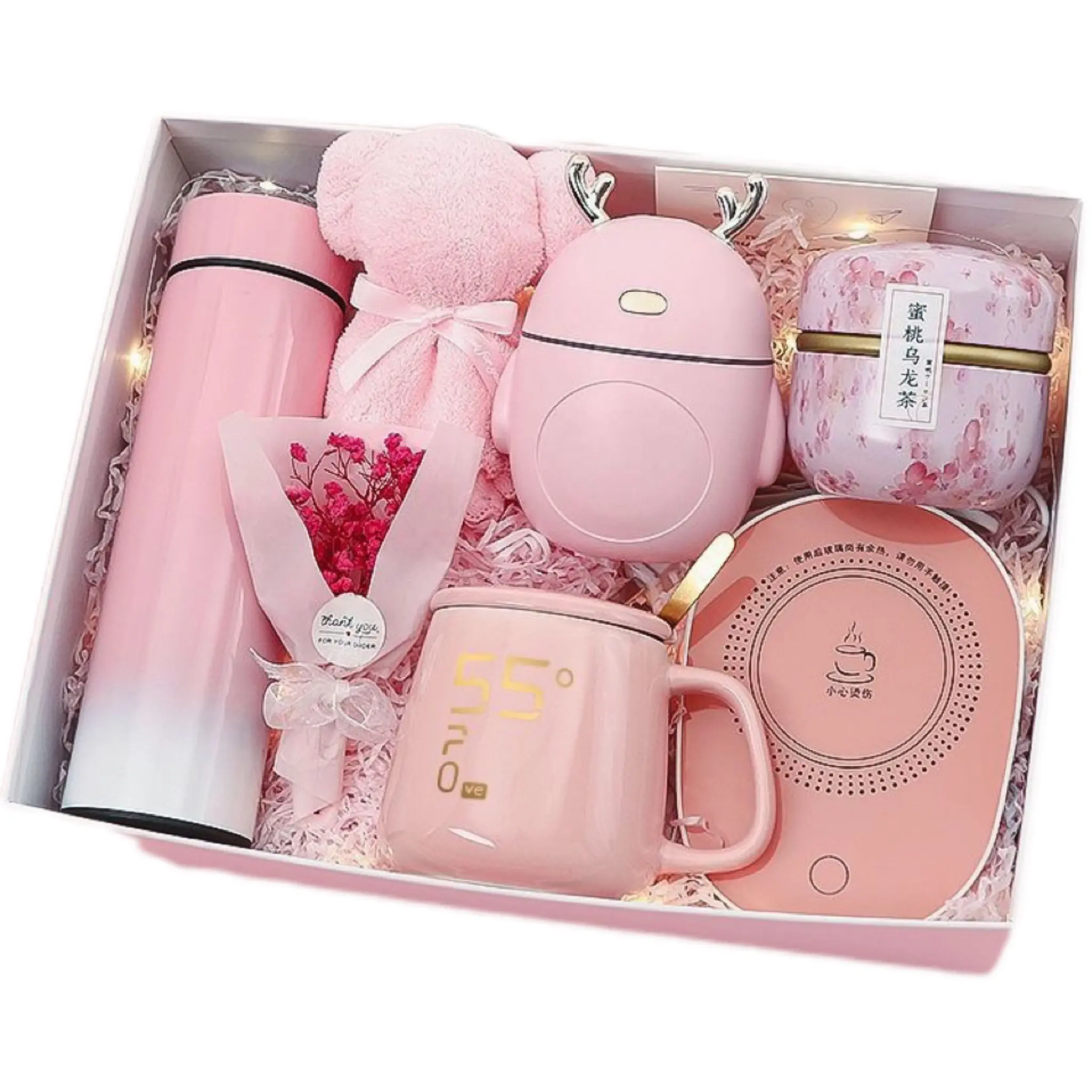 Creatieve Kerst Valentijnsdag, Constante Temperatuur Cup Geparfumeerde Thee Gedroogde Bloem Cadeau Set