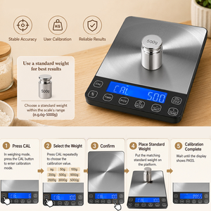 Multifunctionele LCD-display slanke roestvrijstalen <span class=keywords><strong>timer</strong></span> weegschaal met tare-functie, PCS-eenheid, elektronische keukenweegschaal, digitale voedselweegschaal voor bakken - Product Image 5