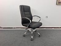 Chaise de bureau pivotante inclinable en cuir noir pour la maison et le bureau