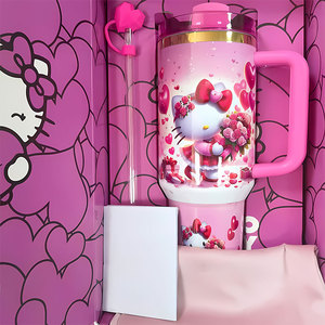 Vaso Térmico de Acero Inoxidable de 40oz con Asa y Pajitas, Termo Clásico de Dibujos Animados, Taza Portátil Aislada para Café de Viaje - Product Image 4