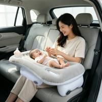 Cama Inflable para Niños Pequeños, Portavasos para Biberones, Artículos Esenciales para Viajes de Bebés, Escritorio Gris Multifuncional para Leer, Escritorio para Computadora Portátil en la Cama